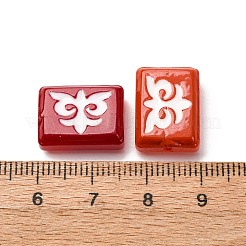 手作りランプワークビーズ  お守りが付いた長方形  ミックスカラー  12x16x5.5~6mm  穴：1.2mm&nbsp;LAMP-K039-30