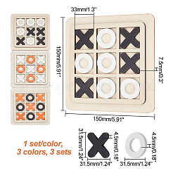 3セット3色の木製三目並べボードゲーム  xo 楽しい家族向けゲーム  スコアー  ミックスカラー  31.5~150x31.5~150x4.5~7.5mm  1セット/色&nbsp;AJEW-NB0005-35