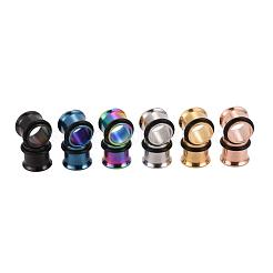 12Pcs 6 Colors 316 Surgical Stainless Steel Screw Ear Gauges Flesh Tunnels Plugs&nbsp;STAS-YW0001-16A