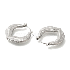 女性用304ステンレススチールフェザーフープピアス  ステンレス鋼色  23.5x2.5mm&nbsp;EJEW-S227-63P