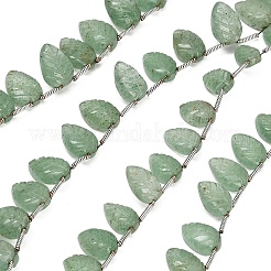 天然の緑色のイチゴ型クォーツ彫刻ビーズの連  葉  トップ掘削  タッセル付き  11~13x8~10x4~5.5mm  穴：0.3mm  約15~19個/連  12.60''（32センチメートル）&nbsp;GG-CBA0C95-E02-02