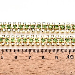 鉄ラインストーンカップチェーン  スプールで  ゴールドカラー  薄緑  8.5x3mm  約14.99フィート（4.57m）/ロール&nbsp;CH-T006-04G-09