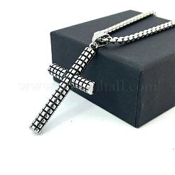 Men's 304 Stainless Steel Checkered Cross Pendant Vintage Punk Necklaces&nbsp;OC5686