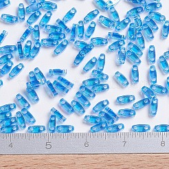 MIYUKIクォーターティラビーズ  日本製シードビーズ  2穴  （qtl261)透明サファイアab  5x1.2x1.9mm  穴：0.8mm  約2400個/50g&nbsp;SEED-X0054-QTL261