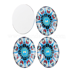 Mosaic Printed Glass Oval Cabochons&nbsp;GGLA-N003-13x18-G