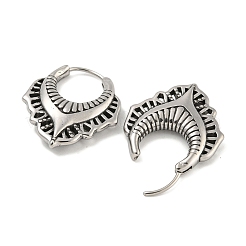 316サージカルステンレスフープピアス  葉  アンティークシルバー  25.5x21.5mm&nbsp;EJEW-D096-07G-AS