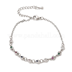 Brass Micro Pave Cubic Zirconia Link Bracelets&nbsp;BJEW-H639-10P