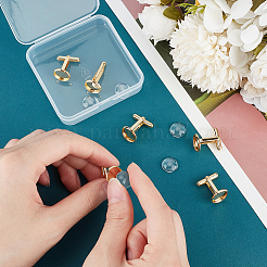 DIY ブランクドーム 304 ステンレススチール製カフスボタン製作キット  ゴールドカラー  カフスボタン：26.5x14mm  トレイ：12mm&nbsp;DIY-UN0056-02