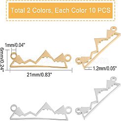 20色201ステンレススチールリンクコネクター2個  大衆  ゴールデン·ステンレス鋼色  6x21x1mm  穴：1.2mm  10個/カラー&nbsp;STAS-UN0031-19