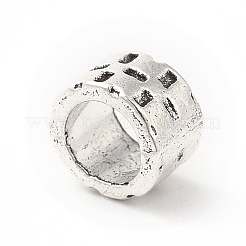 チベット風合金ヨーロピアンビーズ  大穴ビーズ  コラム  アンティークシルバー  8.5x6mm  穴：6mm  約500個/500g&nbsp;PALLOY-P293-099AS