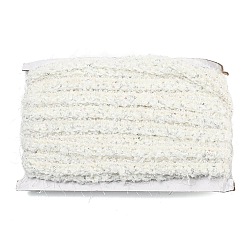 ポリエステルかぎ針編みレーストリム  ABS模造真珠とガラスを使用したニット装飾トリミング  衣服用 ウェディングドレス  ホワイト  5/8インチ（15mm）&nbsp;OCOR-Q058-26C