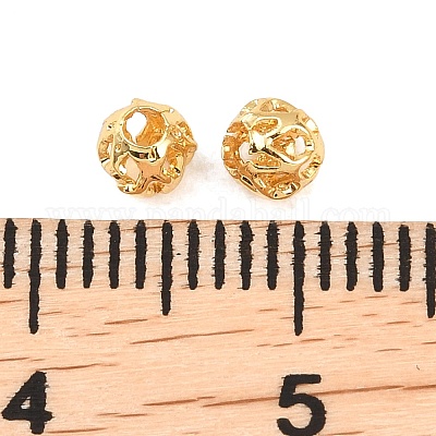 真鍮ビーズ  中空ラウンド  ゴールドカラー  4x3.5mm  穴：1.4mm&nbsp;KK-H250-03A-G-1