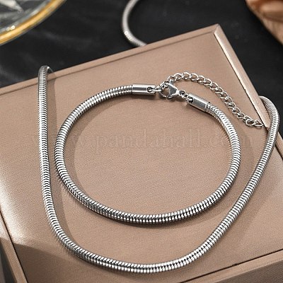 304ステンレススチール製ラウンドスネークチェーンネックレス