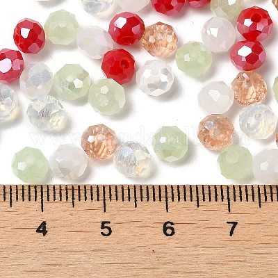 ガラスビーズ  多面カット  ロンデル  ダークオレンジ  6x5mm  穴：1mm  約2360個/500g&nbsp;EGLA-A034-LM6mm-10-1