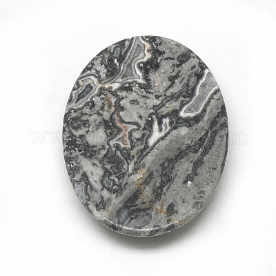 Natural Black Silk Stone/Netstone Cabochons&nbsp;G-R004-15A-1