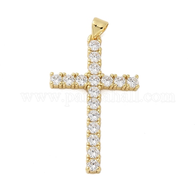 Brass Micro Pave Cubic Zirconia Pendants&nbsp;KK-P293-28G-1