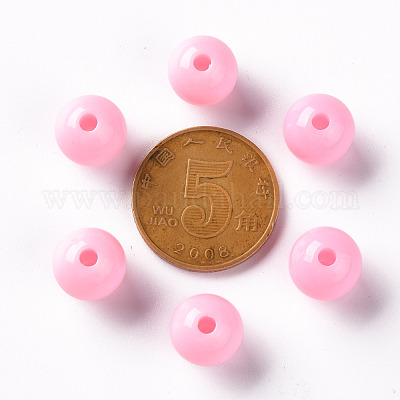 不透明なアクリルビーズ  ラウンド  パールピンク  10x9mm  穴：2mm  約940個/500g&nbsp;MACR-S370-C10mm-A01-1