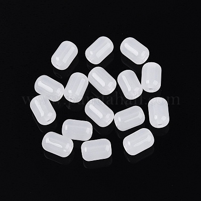 不透明なガラスビーズ  バレル  ホワイトスモーク  8.5x5.5mm  穴：1.4mm  約900個/ポンド&nbsp;GLAA-ZX007-25B-1
