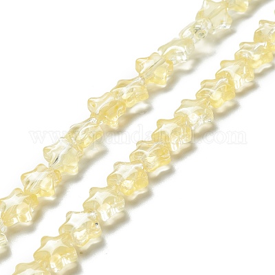 透明なガラスビーズ連  スター  きいろ  8~8.5x8~8.5x3.5~4mm  穴：1mm  約50個/連  14.25~15.35インチ（36.2~39cm）&nbsp;GLAA-F112-02D-1