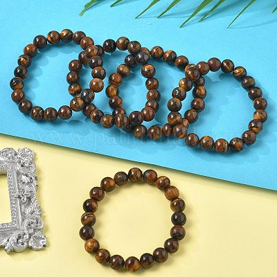 Natural Tiger Eye Bead Stretch Bracelets&nbsp;BJEW-K212-C-028-1