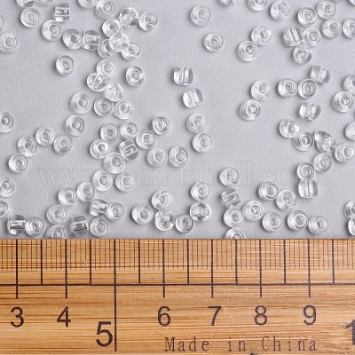 ガラスシードビーズ  トランスペアレント  ラウンド  ホワイト  6/0  4mm  穴：1.5mm  約4500ビーズ/ポンド&nbsp;SEED-A004-4mm-1-1