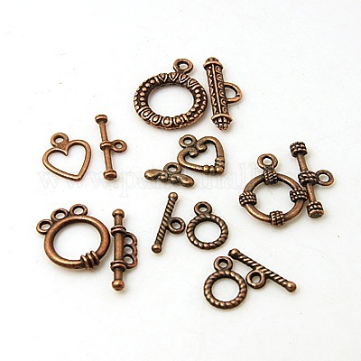 Mixed Tibetan Style Toggle Clasps&nbsp;TIBE-MSMC008-01R-1