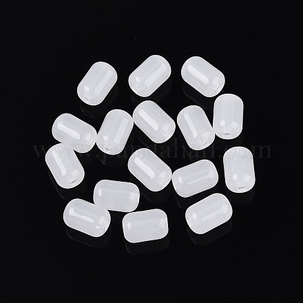 不透明なガラスビーズ  バレル  ホワイトスモーク  8.5x5.5mm  穴：1.4mm  約900個/ポンド&nbsp;GLAA-ZX007-25B-1