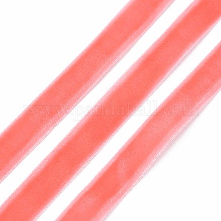 シングルフェイスベルベットリボン  鮭色  3/8インチ（9.5~10mm）  約50ヤード/ロール（45.72メートル/ロール）&nbsp;SRIB-T004-01-32-1