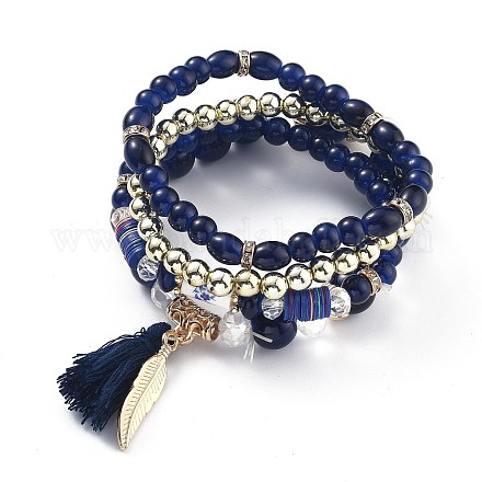 Multi-layered Stretch Bracelets Sets&nbsp;BJEW-H533-02A-1