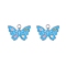 Alloy Rhinestone Pendants, Enamel Style, Butterfly, Deep Sky Blue, 18mm