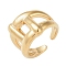 Brass Open Cuff Ring, Teardrop, Golden, Inner Diameter: 16.8mm