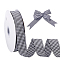 Polyester Ribbon, Tartan Pattern, Black, 1 inch(25mm), about 50.00 Yards(45.72m)/Roll