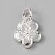 真鍮製チャーム  丸カン付き  銀  花  12x10x3mm  穴：4mm&nbsp;FIND-WH0159-63S-14-1