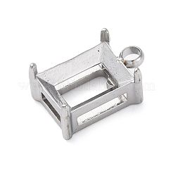 304ステンレススチールラインストーン爪留め  ステンレス鋼色  長方形  8x6mmのラインストーンに適する  11x7x5mm  穴：1.6mm&nbsp;STAS-U042-03A-P
