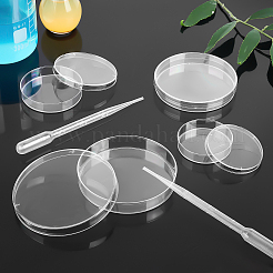 フラットラウンドいプラスチック製の使い捨て細胞培養皿  2mlの使い捨てプラスチックスポイト付き  透明  74個/箱&nbsp;AJEW-OC0001-97