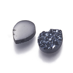 イミテーションドゥルージー天然石樹脂ビーズ  ティアドロップ  ブラック  12x9x3~3.5mm  穴：1.2mm&nbsp;RESI-L026-C01