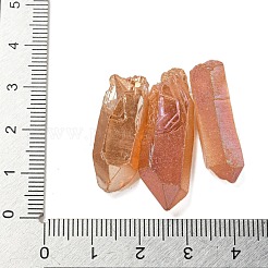 電気メッキされた天然の水晶が目盛り付きビーズ連売り  ナゲット  トップ掘削  21~43x5~13mm  穴：1mm  3個/セット&nbsp;G-P315-A24