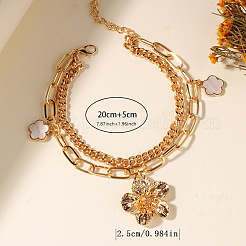 Alloy White Flower Charm Double Layer Chain Anklets for Women&nbsp;FS-WG4B964-01