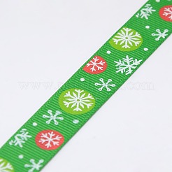 Christmas Snowflake Printed Grosgrain Ribbon for Christmas Gift Package&nbsp;SRIB-D010-25mm-01