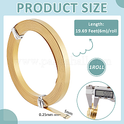 平らな真鍮線  DIYクラフト用  生（メッキなし）  5x0.25mm  約19.69フィート（6m）/ロール&nbsp;CWIR-WH0012-07D-03