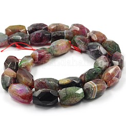 Dyed Natural Fire Crackle Agate Faceted Oval Bead Strands&nbsp;G-O038-35