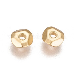 真鍮ビーズ  長持ちメッキ  多面カット  フラットラウンド  マットゴールドカラー  5x2mm  穴：1.2mm&nbsp;KK-K238-20MG