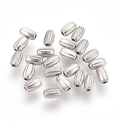 Ccbプラスチックコルゲートビーズ  ライス  プラチナ  3.5x6.5mm  穴：1mm&nbsp;CCB-K007-024P
