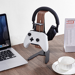 Aluminum Alloy Headset Display Riser Stands with Wood Support&nbsp;ODIS-WH0007-85