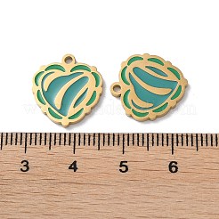 イオンプレーティング（IP）304ステンレスペンダント  エナメル  ハートチャーム  ゴールドカラー  16x15x1.5mm  穴：1.5mm&nbsp;STAS-C083-06G-02