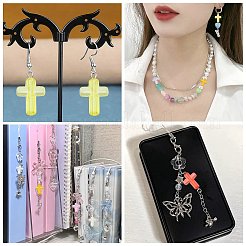 250個透明アクリルビーズ  クロス  ミックスカラー  15.5x12x4mm  穴：2mm&nbsp;TACR-CJ0001-54