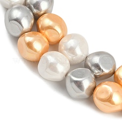 電気めっきシェルパールビーズ連売り  ナゲット  ミックスカラー  15~17x13~15x13~15mm  穴：1mm  約26個/連  16.34''（41.5センチメートル）&nbsp;BSHE-H113-03A