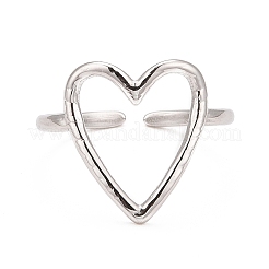 Non-Tarnish 304 Stainless Steel Open Heart Cuff Ring for Women&nbsp;X-RJEW-C025-22P
