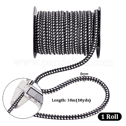 10m 丸編み模造皮革コード  DIYのブレスレット作りに  ブラック  8mm  約10.94ヤード（10m）/ロール&nbsp;OCOR-WH0105-061D