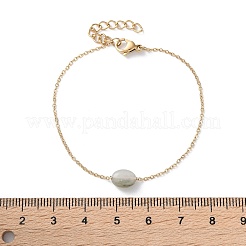 304ステンレススチール天然翡翠ビーズリンクブレスレット  女性用アズキチェーンブレスレット  イオンプレーティング（ip）  ゴールド  6-1/8インチ（15.7cm）&nbsp;BJEW-A036-16G